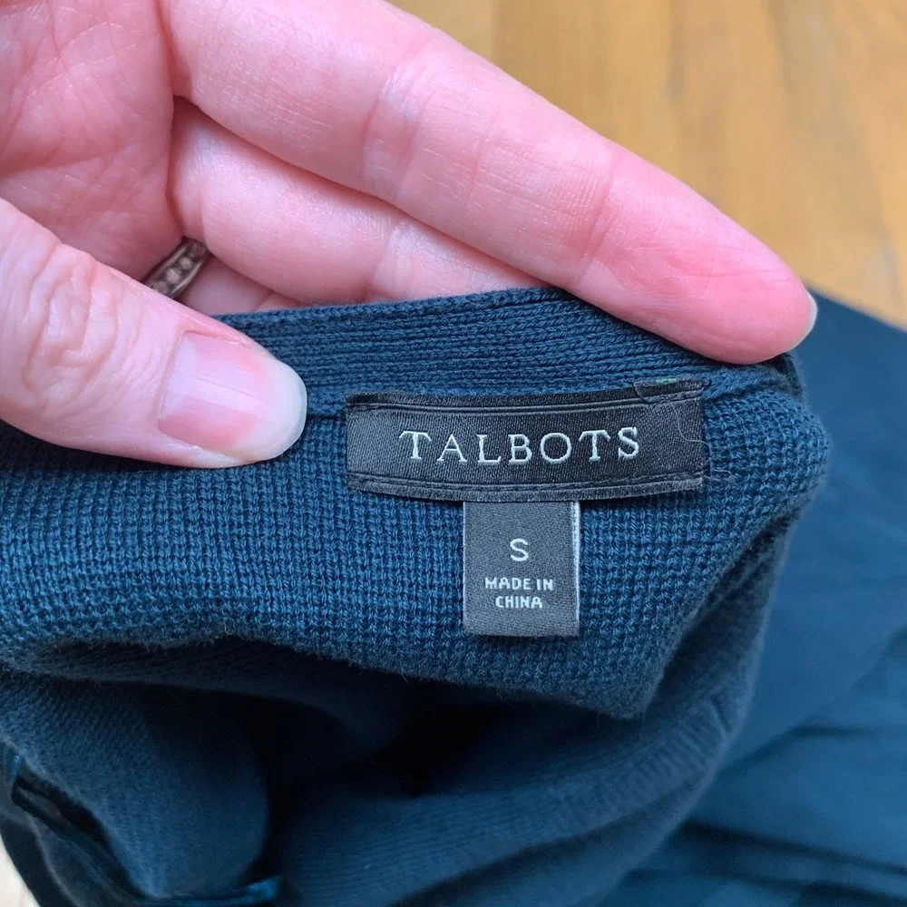 Talbots Womens‎ Small Teal Blue Cotton Modal Longline Open Front Duster Cardigan
